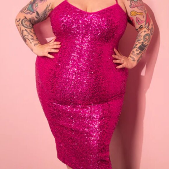 Micheline Pitt Vixen NWT XL Glitz and Glam Hot Pink - Picture 2 of 6